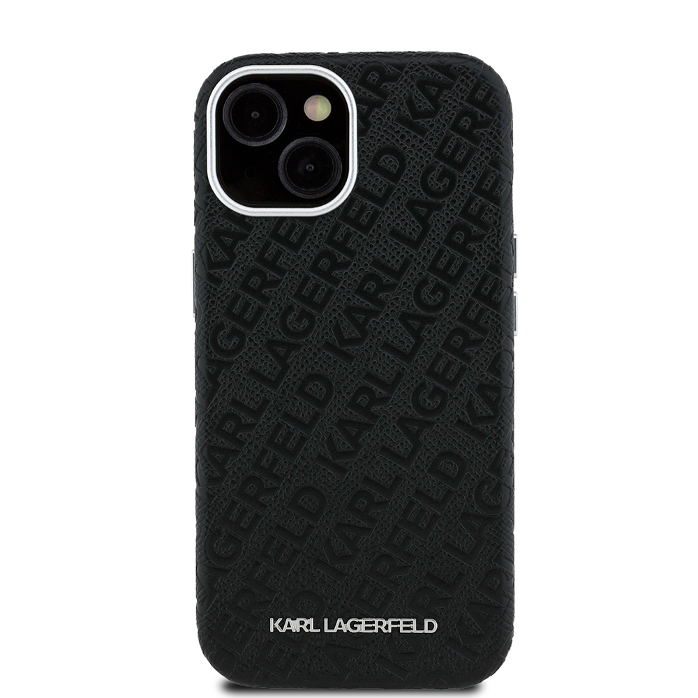 Apple iPhone 15 Uyumlu Kılıf Karl Lagerfeld Orjinal Lisanslı PU Deri Damgalı Metal Yazı Logolu Kapak - 2