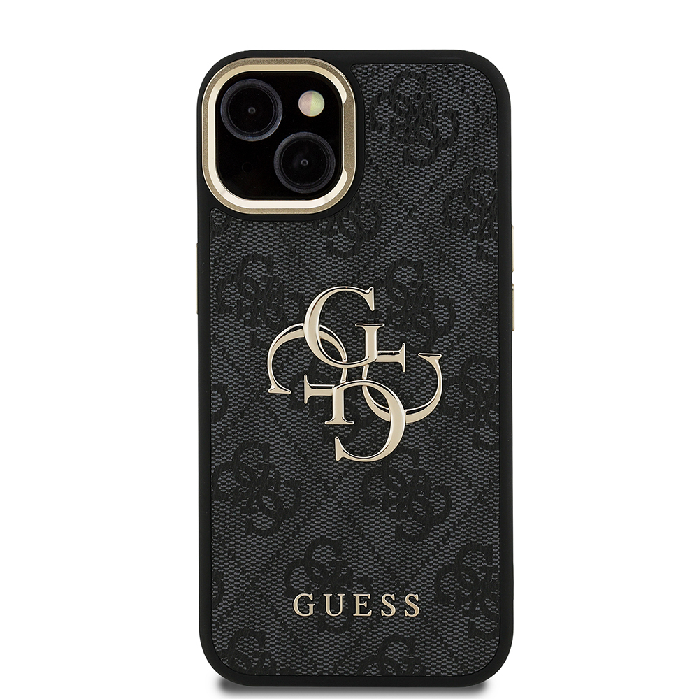 Apple iPhone 15 Uyumlu Kılıf Guess Orjinal Lisanslı PU Deri 4G Desenli Metal Büyük 4G ve Yazı Logolu Kamera Standlı Kapak - 2