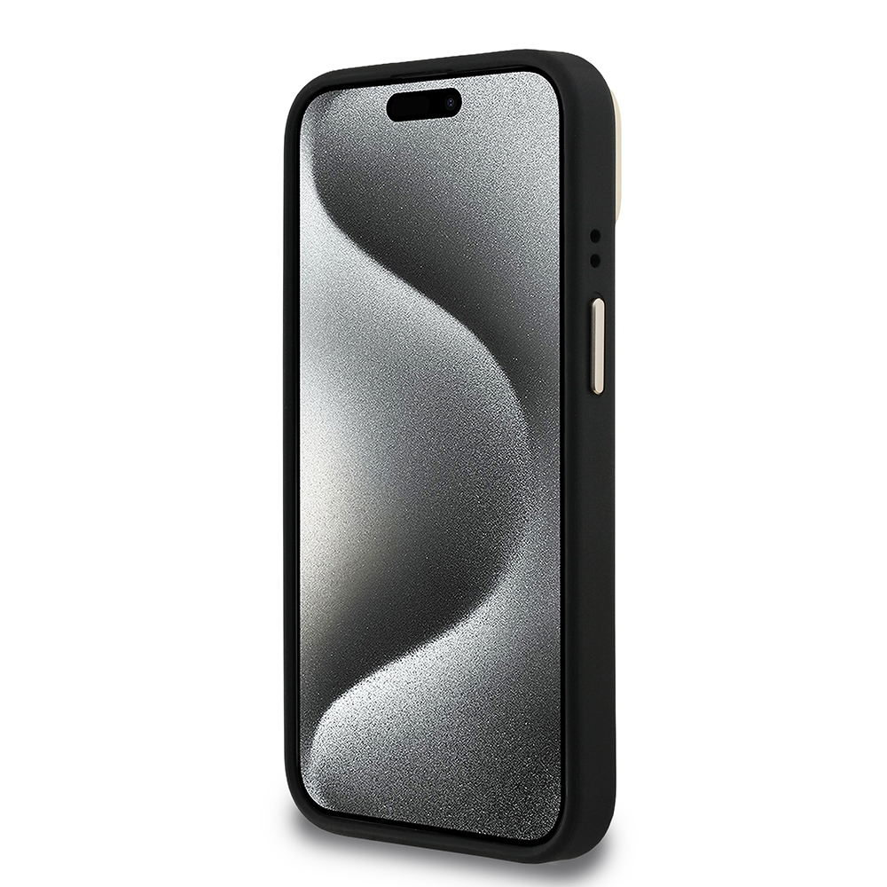 Apple iPhone 15 Uyumlu Kılıf Guess Orjinal Lisanslı PU Deri 4G Desenli Metal Büyük 4G ve Yazı Logolu Kamera Standlı Kapak - 4