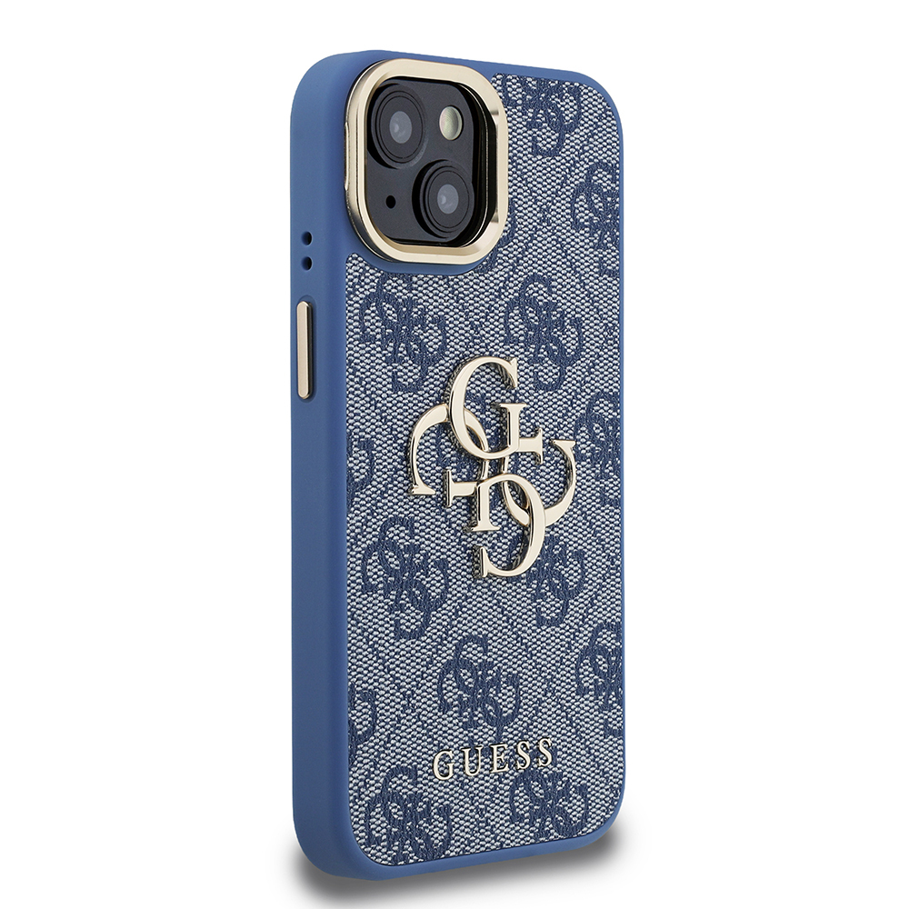 Apple iPhone 15 Uyumlu Kılıf Guess Orjinal Lisanslı PU Deri 4G Desenli Metal Büyük 4G ve Yazı Logolu Kamera Standlı Kapak - 10