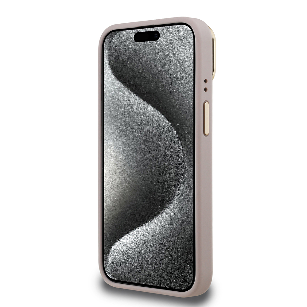 Apple iPhone 15 Uyumlu Kılıf Guess Orjinal Lisanslı PU Deri 4G Desenli Metal Büyük 4G ve Yazı Logolu Kamera Standlı Kapak - 18