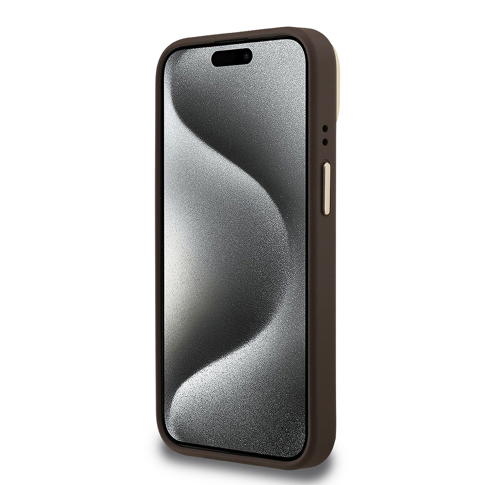 Apple iPhone 15 Uyumlu Kılıf Guess Orjinal Lisanslı PU Deri 4G Desenli Metal Büyük 4G ve Yazı Logolu Kamera Standlı Kapak - 25