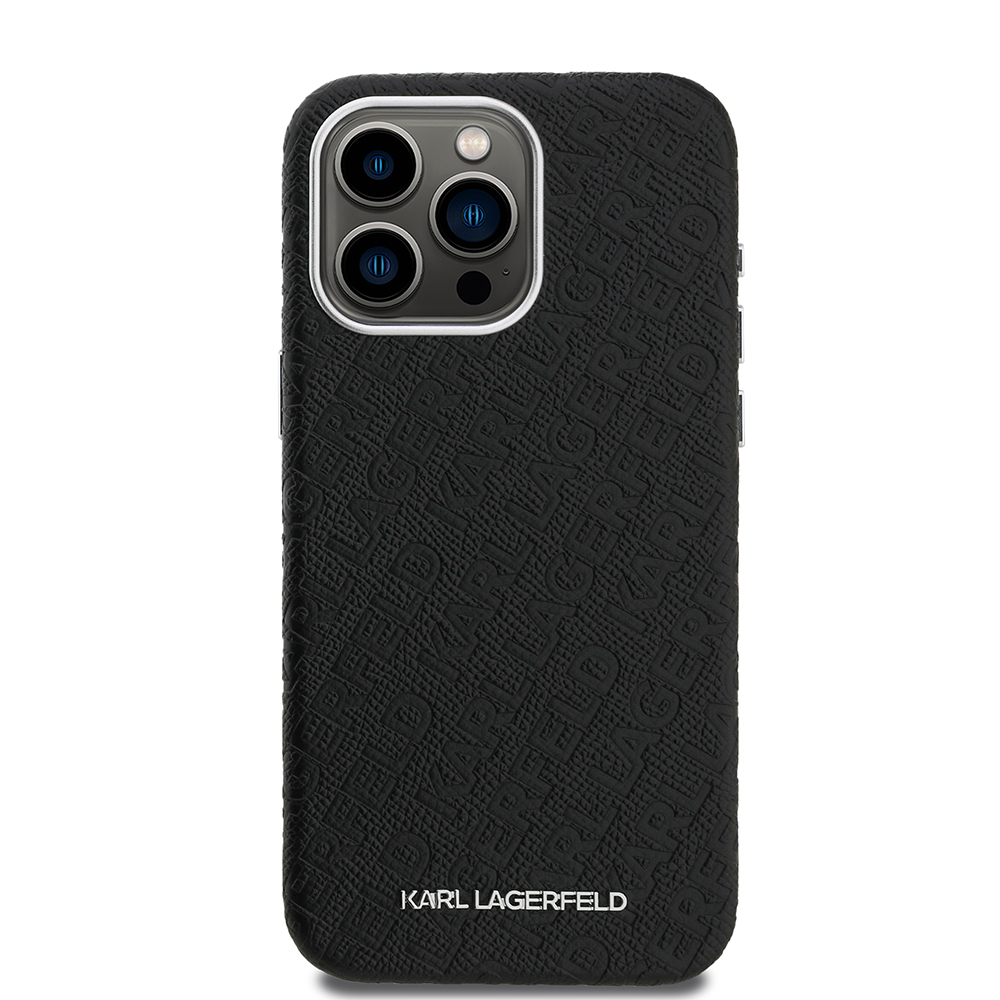 Apple iPhone 15 Pro Max Uyumlu Kılıf Karl Lagerfeld Orjinal Lisanslı PU Deri Damgalı Metal Yazı Logolu Kapak - 2
