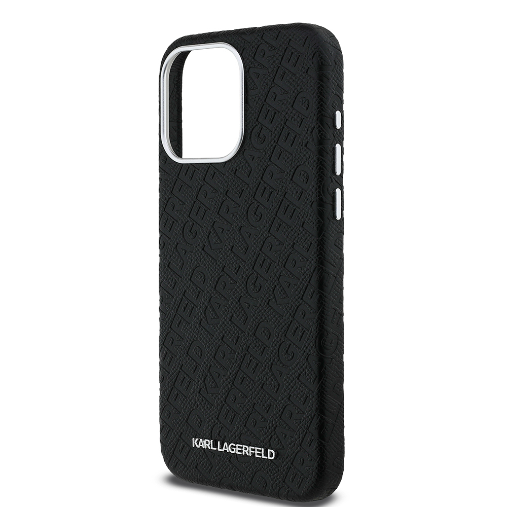 Apple iPhone 15 Pro Max Uyumlu Kılıf Karl Lagerfeld Orjinal Lisanslı PU Deri Damgalı Metal Yazı Logolu Kapak - 5