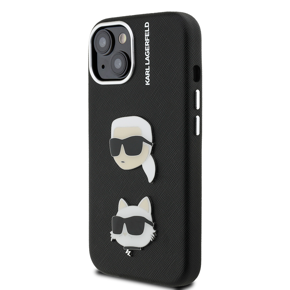 Apple iPhone 15 Uyumlu Kılıf Karl Lagerfeld Orjinal Lisanslı K&C Heads Pin Kapak - 1
