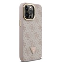 Apple iPhone 14 Pro Max Uyumlu Kılıf Guess Orjinal Lisanslı PU Deri Taşlı Üçgen Logo 4G Desenli Kamera Standlı Kapak - 3