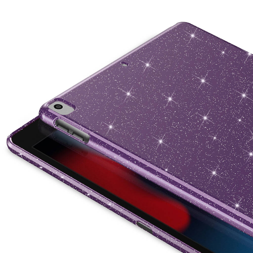 Apple iPad 10.2 (8.Nesil) Uyumlu Tablet Kılıfı Koton Case Simli Parlak Kapak - 6
