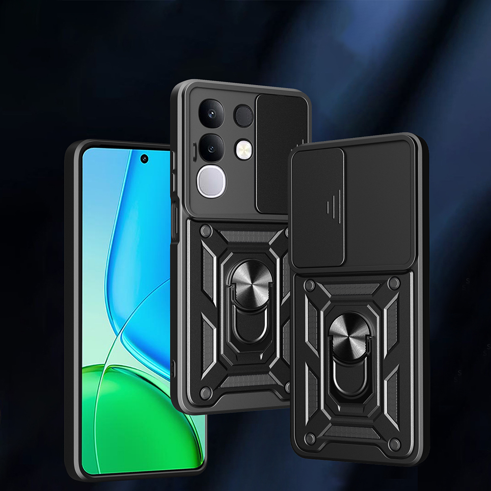 Vivo Y29 4G Kılıf Magnetik Standlı Kamera Korumalı Zore Sürgülü Vega Kapak - 1