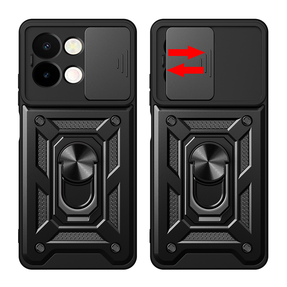 Vivo Y28 Uyumlu Kılıf Magnetik Standlı Kamera Korumalı Zore Sürgülü Vega Kapak - 1