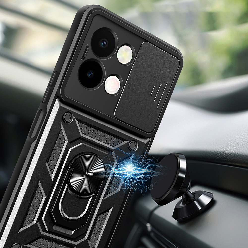 Vivo Y28 Uyumlu Kılıf Magnetik Standlı Kamera Korumalı Zore Sürgülü Vega Kapak - 2