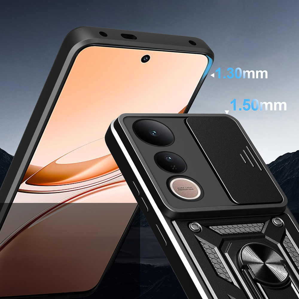 Vivo V50 Lite Uyumlu 4G Kılıf Magnetik Standlı Kamera Korumalı Zore Sürgülü Vega Kapak - 2