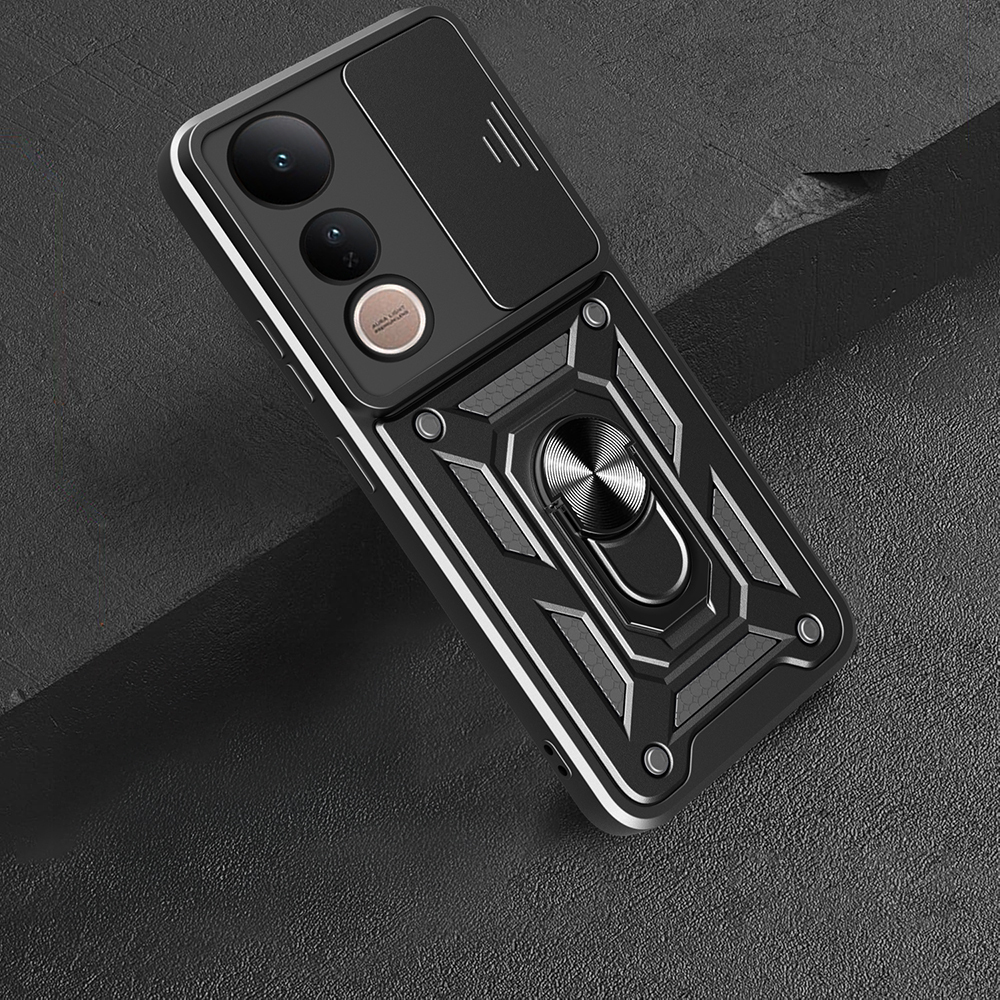 Vivo V50 Lite Uyumlu 4G Kılıf Magnetik Standlı Kamera Korumalı Zore Sürgülü Vega Kapak - 3