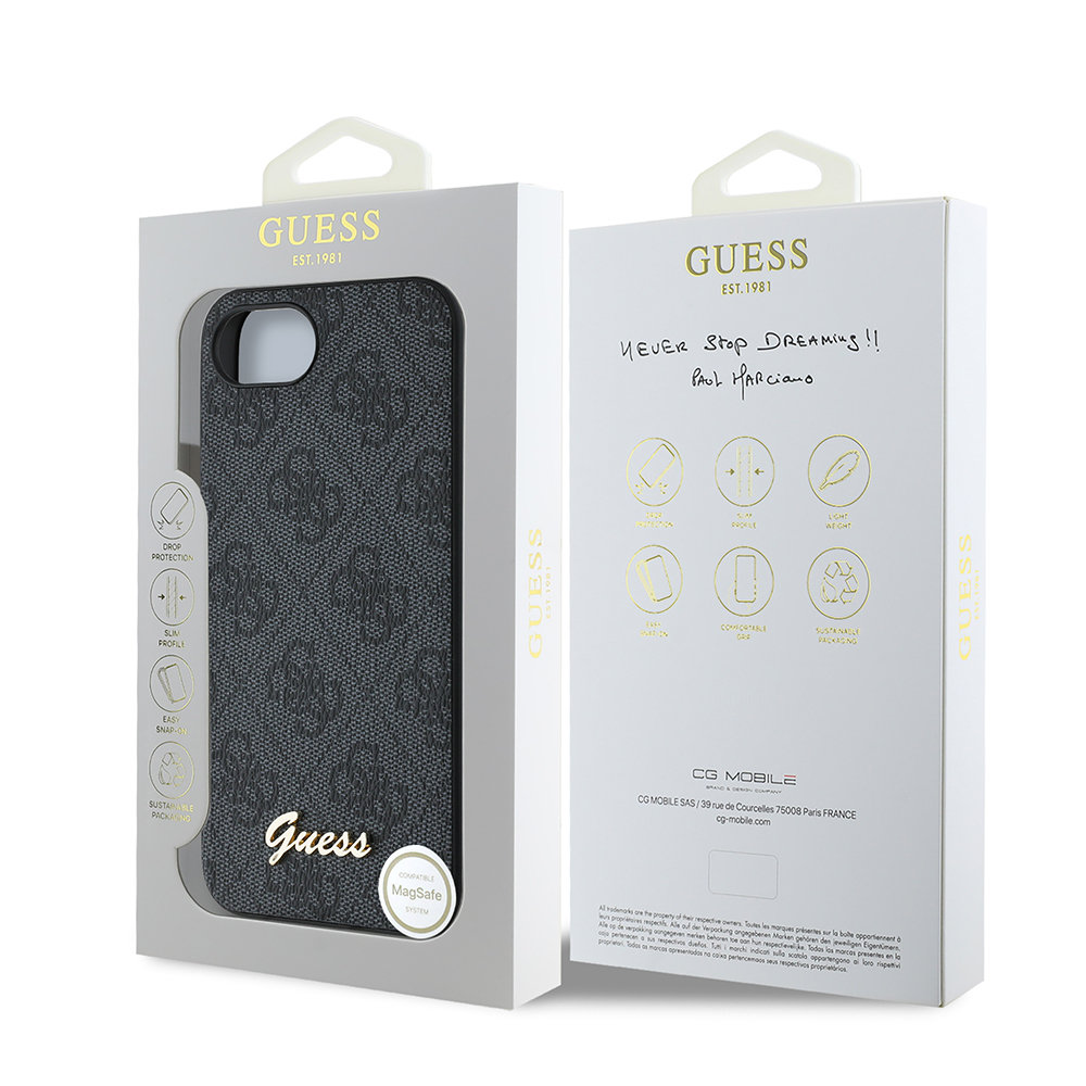 Apple iPhone 16E Uyumlu Kılıf Guess Orjinal Lisanslı 4G Desenli Script Metal Logolu Kapak - 7
