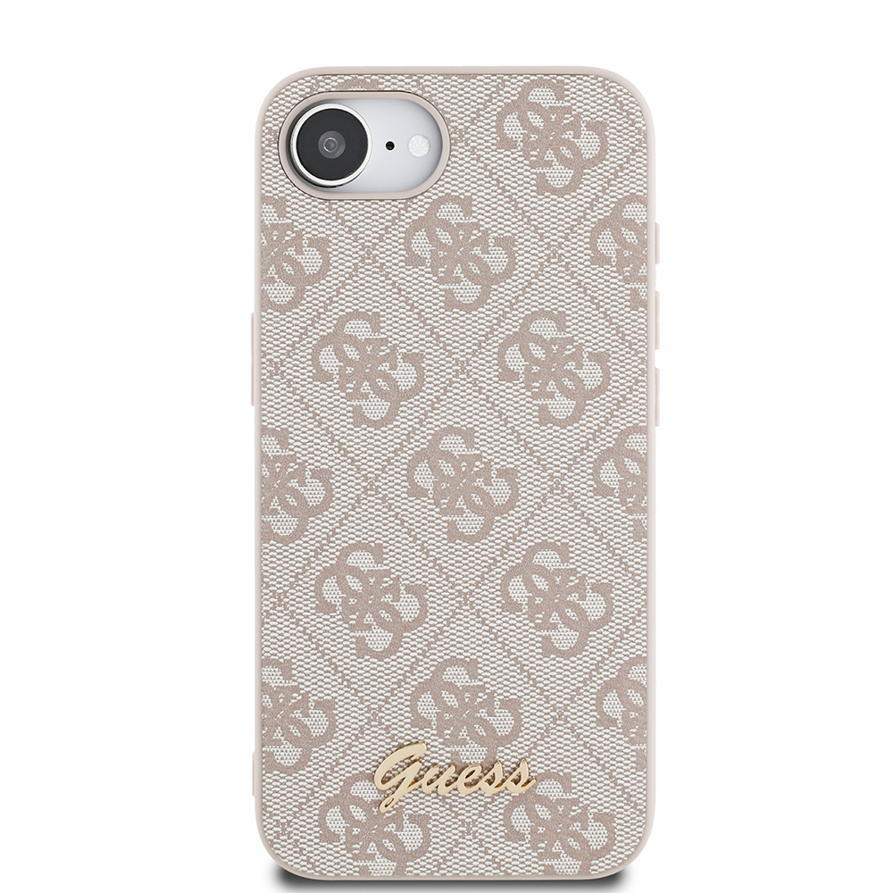 Apple iPhone 16E Uyumlu Kılıf Guess Orjinal Lisanslı 4G Desenli Script Metal Logolu Kapak - 9