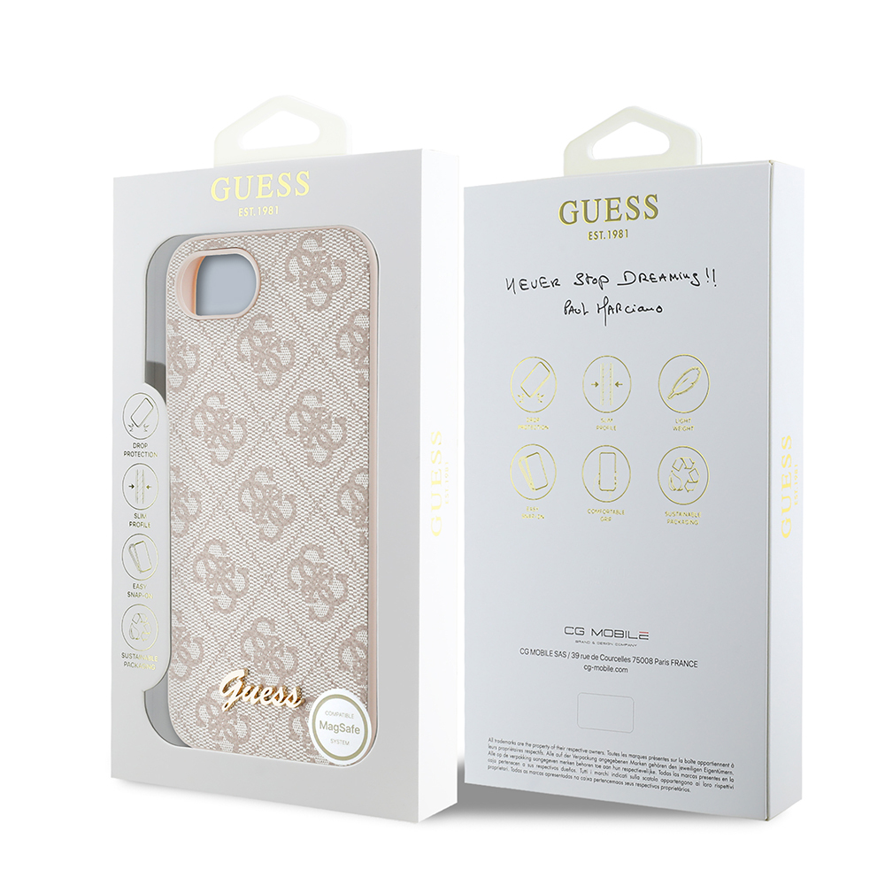Apple iPhone 16E Uyumlu Kılıf Guess Orjinal Lisanslı 4G Desenli Script Metal Logolu Kapak - 14