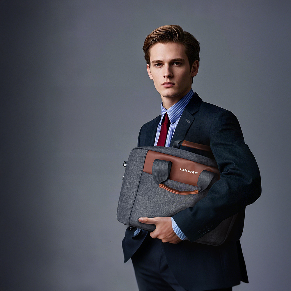 Lenyes LB543 Su Geçirmez Polyester Kumaş Çıkarılabilir Omuz Askılı 13-14 inç Laptop Çantası - 5