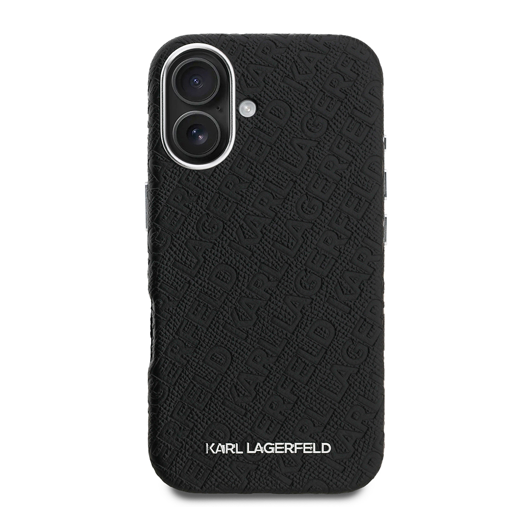 Apple iPhone 16 Uyumlu Kılıf Karl Lagerfeld Orjinal Lisanslı PU Deri Damgalı Metal Yazı Logolu Kapak - 2