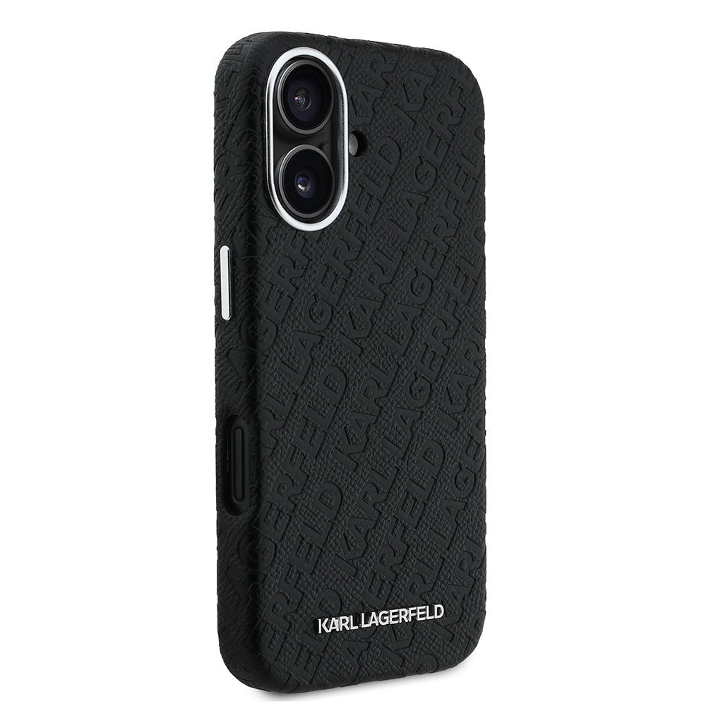 Apple iPhone 16 Uyumlu Kılıf Karl Lagerfeld Orjinal Lisanslı PU Deri Damgalı Metal Yazı Logolu Kapak - 3