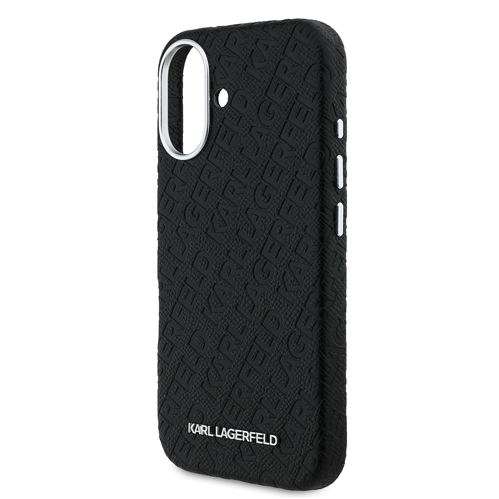 Apple iPhone 16 Uyumlu Kılıf Karl Lagerfeld Orjinal Lisanslı PU Deri Damgalı Metal Yazı Logolu Kapak - 5