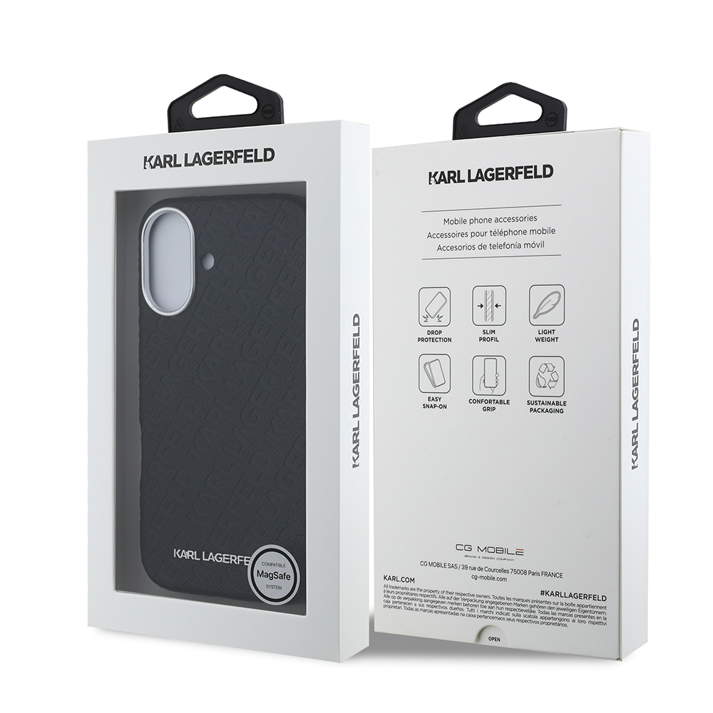 Apple iPhone 16 Uyumlu Kılıf Karl Lagerfeld Orjinal Lisanslı PU Deri Damgalı Metal Yazı Logolu Kapak - 7
