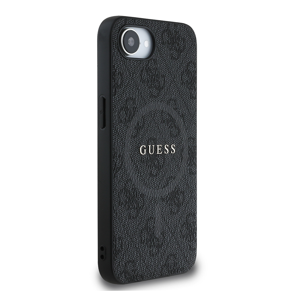 Apple iPhone 16E Uyumlu Kılıf Guess Orjinal Lisanslı M-safe Şarj Özellikli PU Halkalı 4G Desenli Yazı Logolu Kapak - 3
