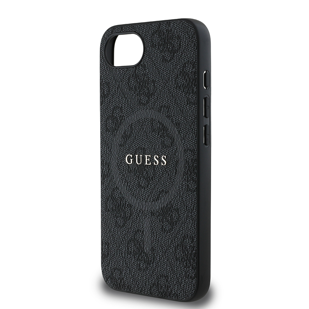 Apple iPhone 16E Uyumlu Kılıf Guess Orjinal Lisanslı M-safe Şarj Özellikli PU Halkalı 4G Desenli Yazı Logolu Kapak - 5