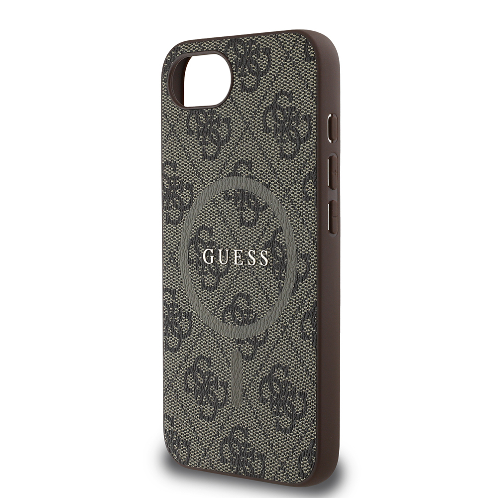 Apple iPhone 16E Uyumlu Kılıf Guess Orjinal Lisanslı M-safe Şarj Özellikli PU Halkalı 4G Desenli Yazı Logolu Kapak - 12