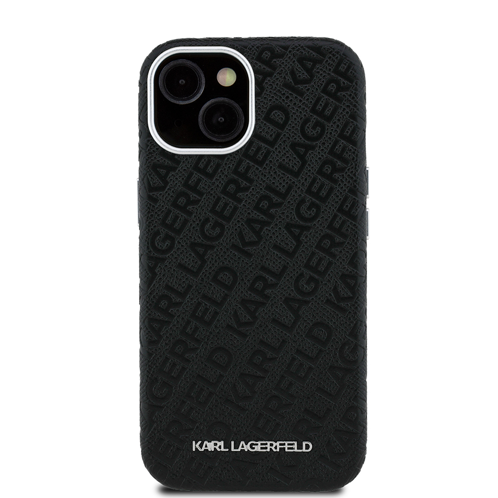 Apple iPhone 14 Uyumlu Kılıf Karl Lagerfeld Orjinal Lisanslı PU Deri Damgalı Metal Yazı Logolu Kapak - 2