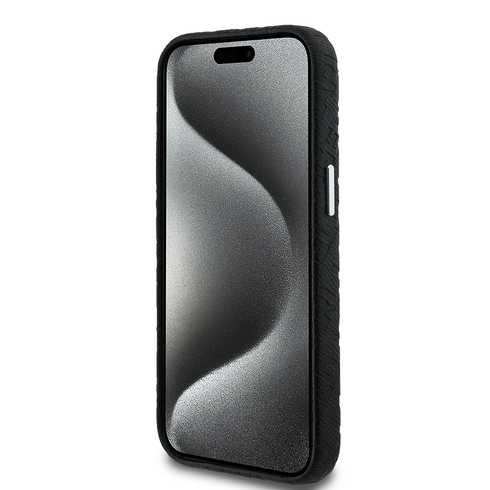 Apple iPhone 14 Uyumlu Kılıf Karl Lagerfeld Orjinal Lisanslı PU Deri Damgalı Metal Yazı Logolu Kapak - 4