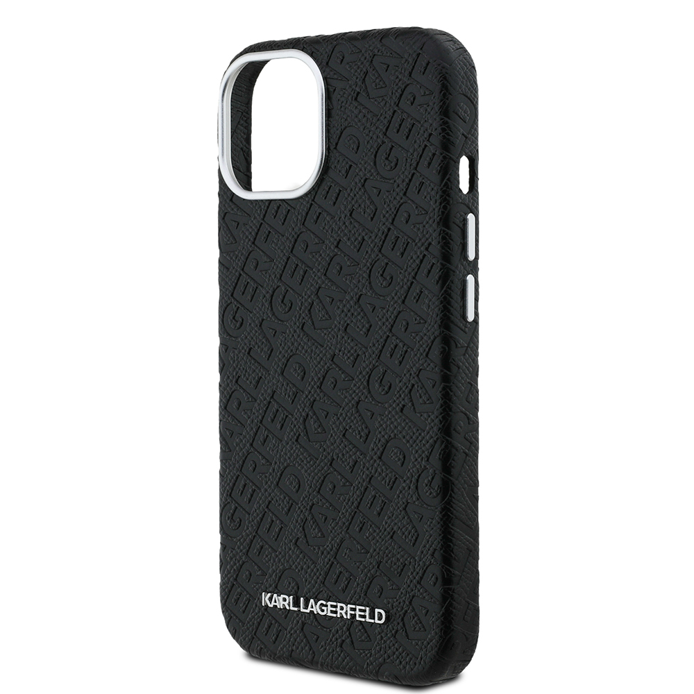 Apple iPhone 14 Uyumlu Kılıf Karl Lagerfeld Orjinal Lisanslı PU Deri Damgalı Metal Yazı Logolu Kapak - 5