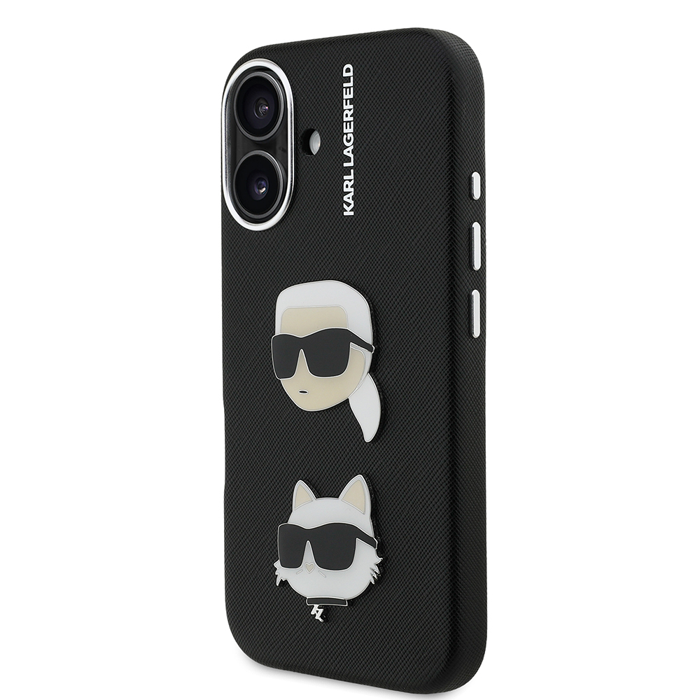 Apple iPhone 16 Uyumlu Kılıf Karl Lagerfeld Orjinal Lisanslı K&C Heads Pin Kapak - 1