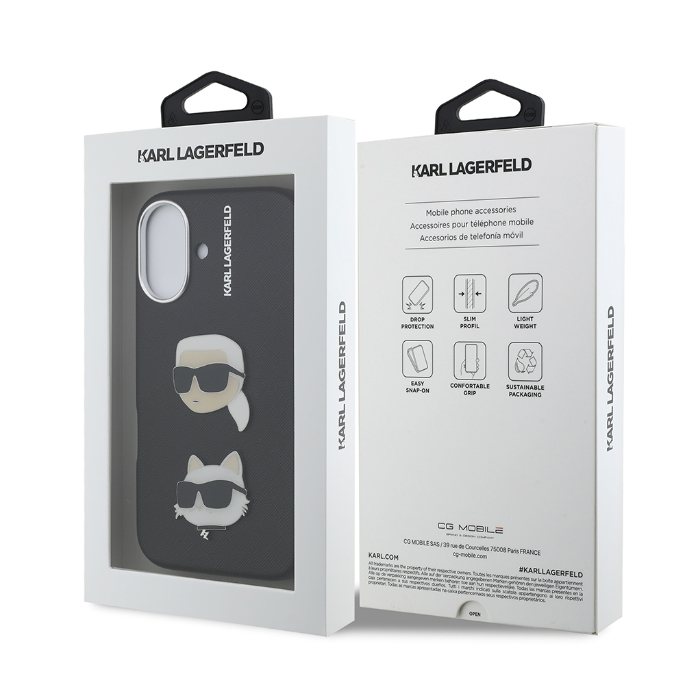 Apple iPhone 16 Uyumlu Kılıf Karl Lagerfeld Orjinal Lisanslı K&C Heads Pin Kapak - 7