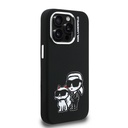 Apple iPhone 15 Pro Max Uyumlu Kılıf Karl Lagerfeld Orjinal Lisanslı Karl & Choupette Sketch Logo Sililkon Kapak - 3