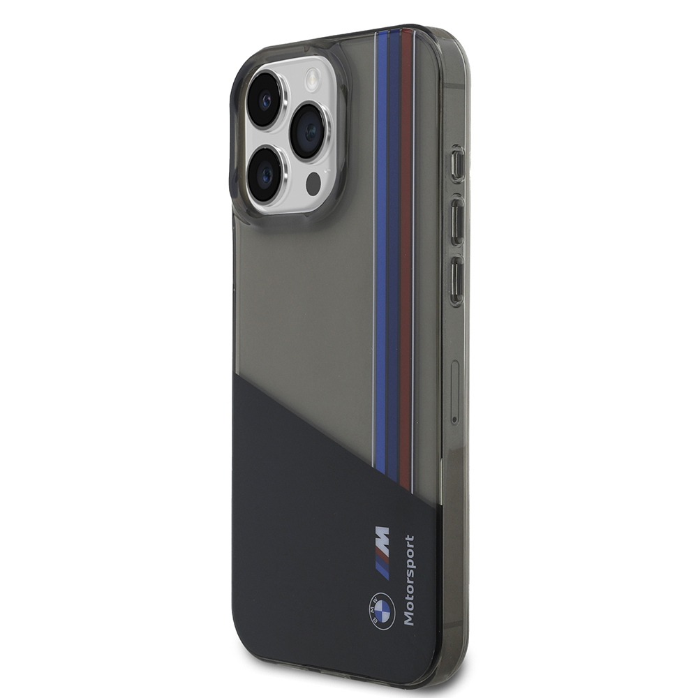 Apple iPhone 15 Pro Max Uyumlu Kılıf BMW Orjinal Lisanslı Yarı Transparan M Dizayn Çizgili Kapak - 1