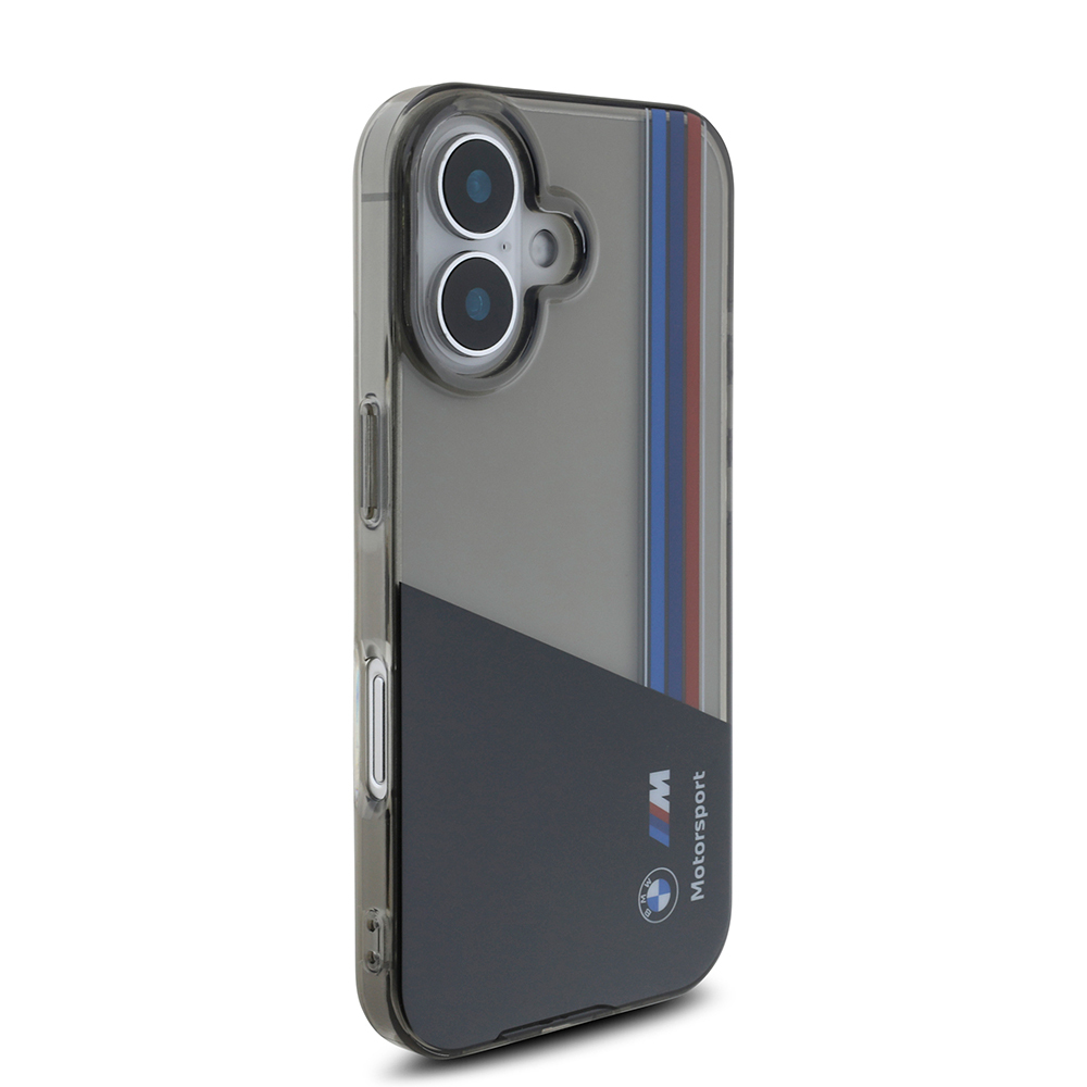Apple iPhone 16 Uyumlu Kılıf BMW Orjinal Lisanslı Yarı Transparan M Dizayn Çizgili Kapak - 3