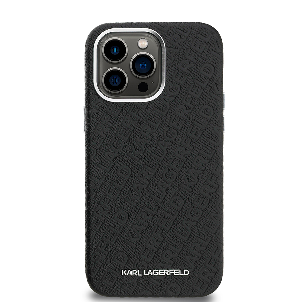 Apple iPhone 14 Pro Max Uyumlu Kılıf Karl Lagerfeld Orjinal Lisanslı PU Deri Damgalı Metal Yazı Logolu Kapak - 2