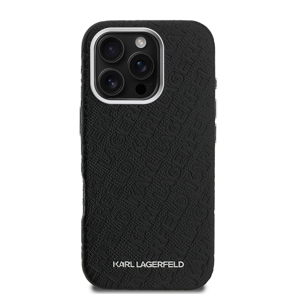 Apple iPhone 16 Pro Max Uyumlu Kılıf Karl Lagerfeld Orjinal Lisanslı PU Deri Damgalı Metal Yazı Logolu Kapak - 2