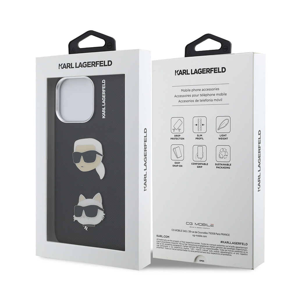 Apple iPhone 14 Pro Max Uyumlu Kılıf Karl Lagerfeld Orjinal Lisanslı K&C Heads Pin Kapak - 7
