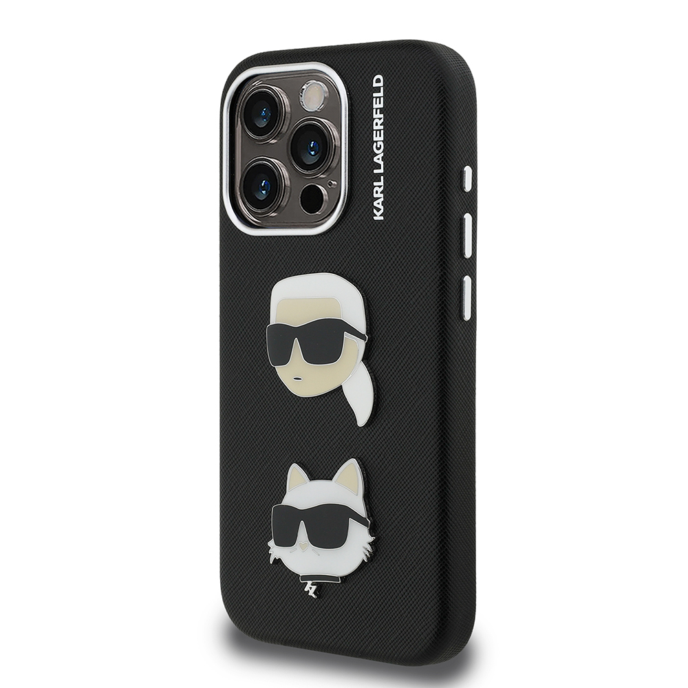 Apple iPhone 15 Pro Max Uyumlu Kılıf Karl Lagerfeld Orjinal Lisanslı K&C Heads Pin Kapak - 1