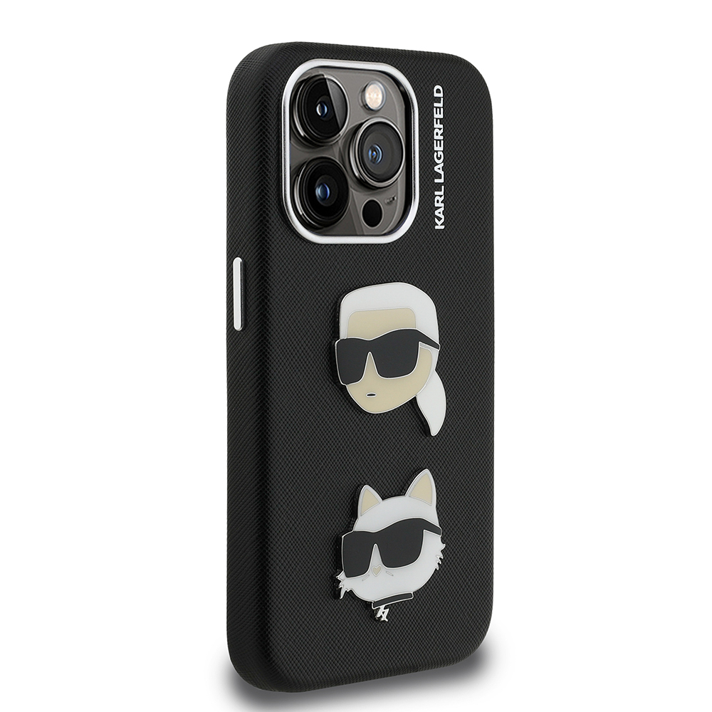 Apple iPhone 15 Pro Max Uyumlu Kılıf Karl Lagerfeld Orjinal Lisanslı K&C Heads Pin Kapak - 3