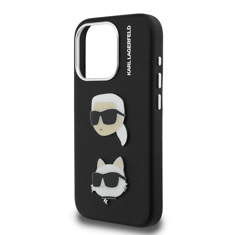 Apple iPhone 15 Pro Max Uyumlu Kılıf Karl Lagerfeld Orjinal Lisanslı K&C Heads Pin Kapak - 5