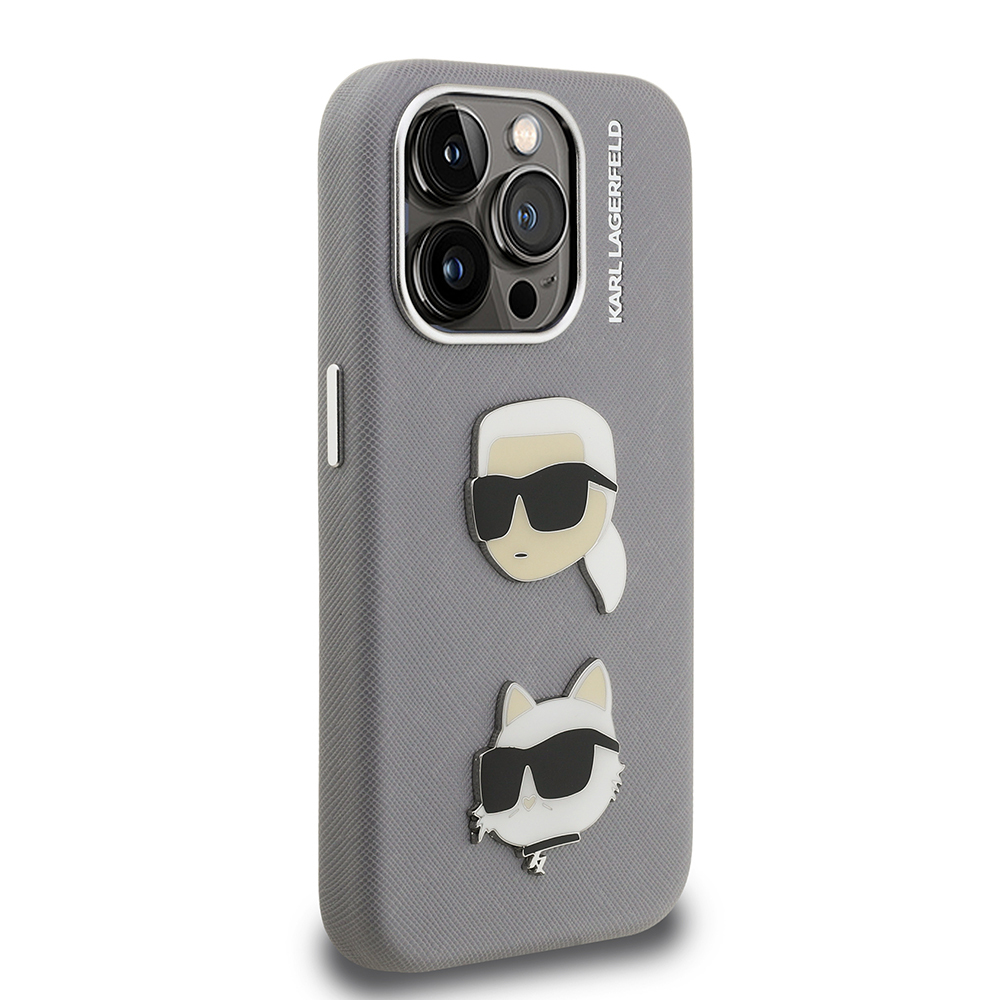 Apple iPhone 15 Pro Max Uyumlu Kılıf Karl Lagerfeld Orjinal Lisanslı K&C Heads Pin Kapak - 9