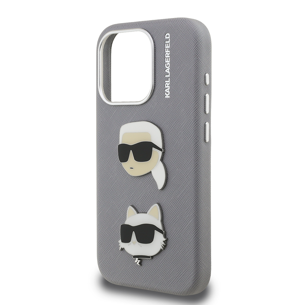 Apple iPhone 15 Pro Max Uyumlu Kılıf Karl Lagerfeld Orjinal Lisanslı K&C Heads Pin Kapak - 11