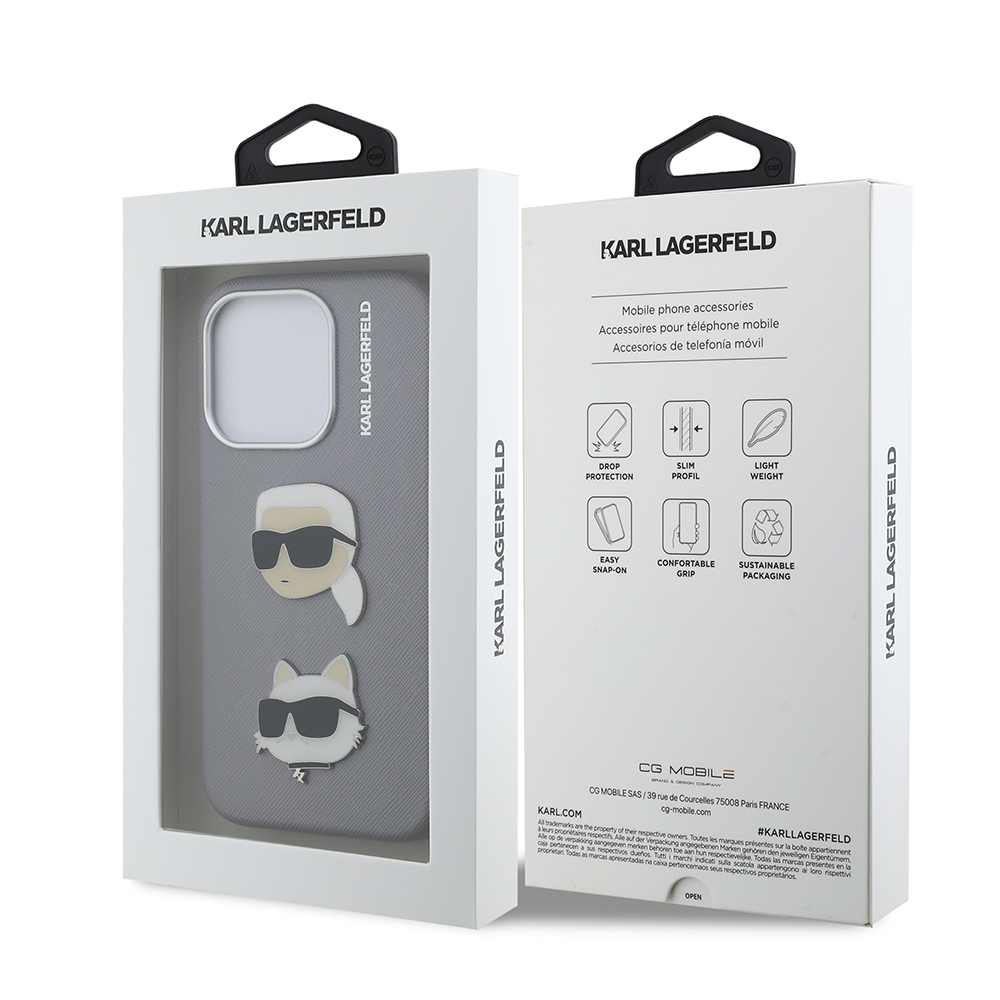 Apple iPhone 15 Pro Max Uyumlu Kılıf Karl Lagerfeld Orjinal Lisanslı K&C Heads Pin Kapak - 14