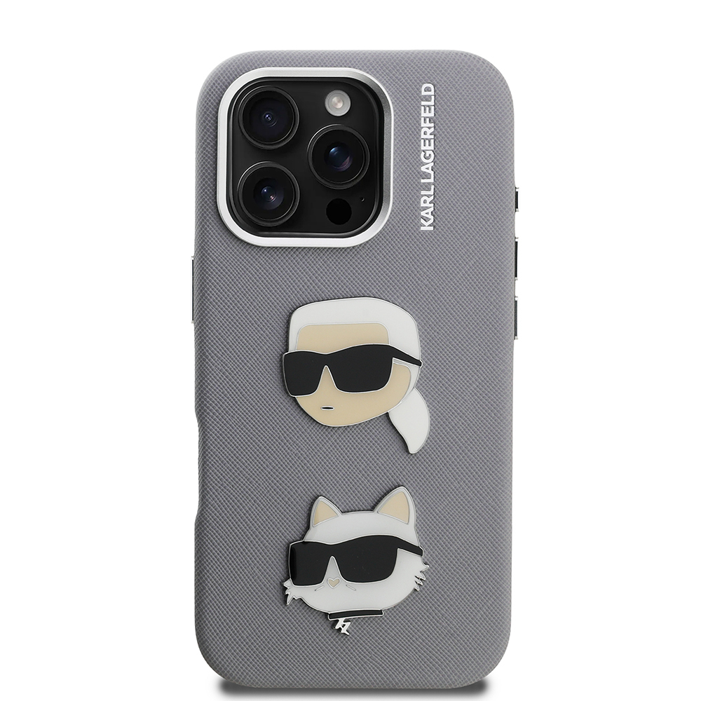 Apple iPhone 16 Pro Uyumlu Kılıf Karl Lagerfeld Orjinal Lisanslı K&C Heads Pin Kapak - 2