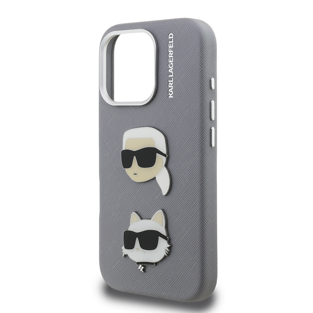 Apple iPhone 16 Pro Uyumlu Kılıf Karl Lagerfeld Orjinal Lisanslı K&C Heads Pin Kapak - 5