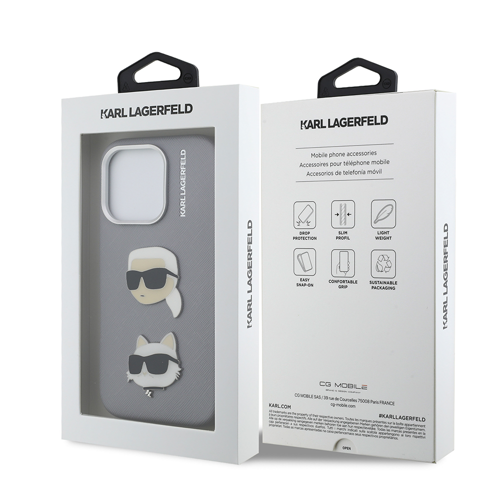 Apple iPhone 16 Pro Uyumlu Kılıf Karl Lagerfeld Orjinal Lisanslı K&C Heads Pin Kapak - 7