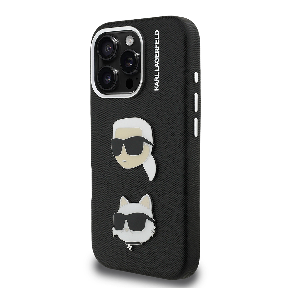 Apple iPhone 16 Pro Uyumlu Kılıf Karl Lagerfeld Orjinal Lisanslı K&C Heads Pin Kapak - 8