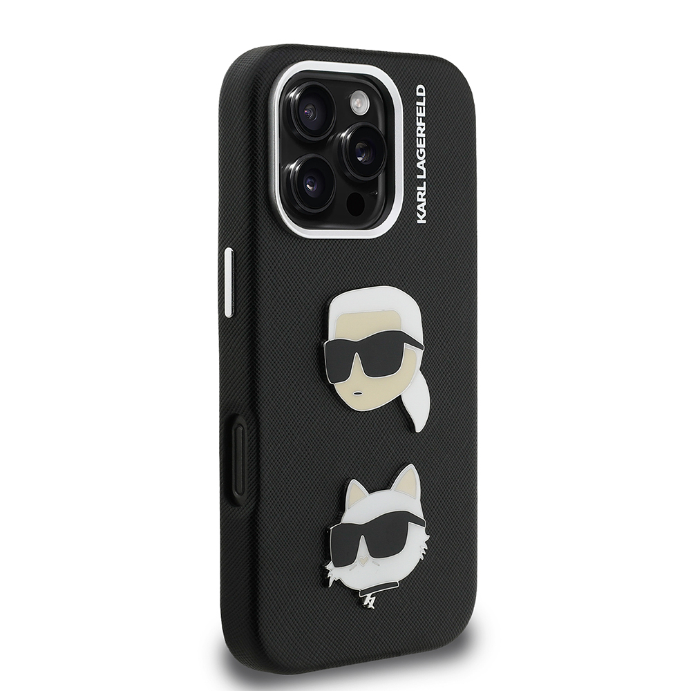 Apple iPhone 16 Pro Uyumlu Kılıf Karl Lagerfeld Orjinal Lisanslı K&C Heads Pin Kapak - 10