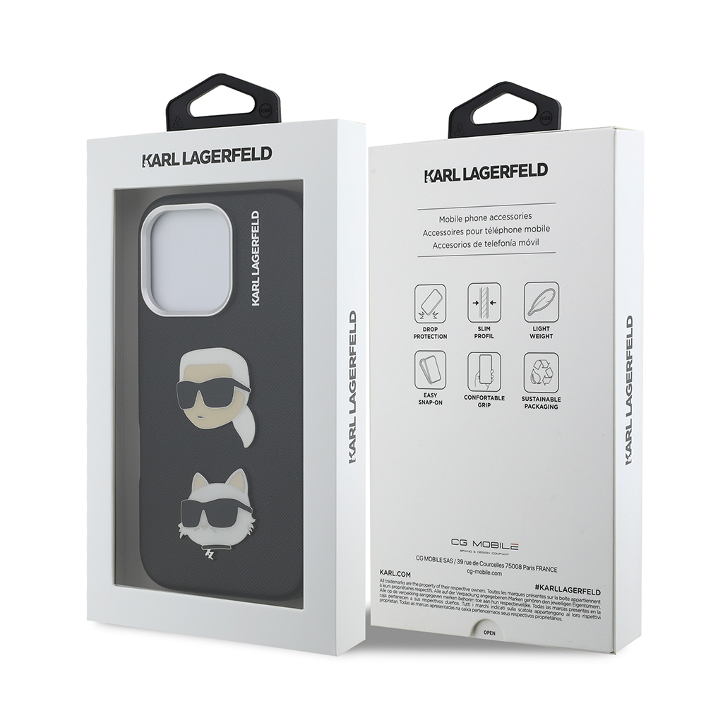 Apple iPhone 16 Pro Uyumlu Kılıf Karl Lagerfeld Orjinal Lisanslı K&C Heads Pin Kapak - 14
